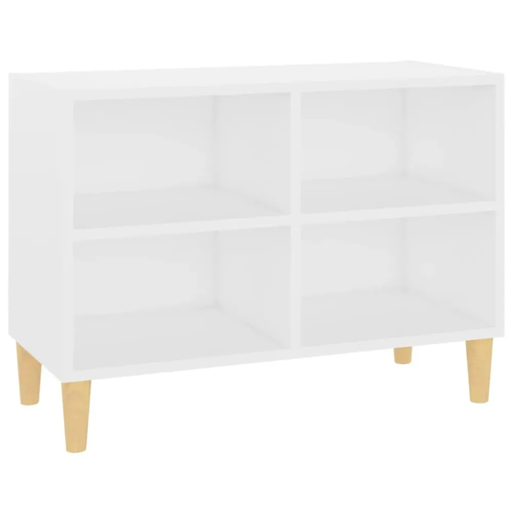 Móvel de TV com pernas em madeira maciç 69,5x30x50 cm branco com Garantia de 2 Anos