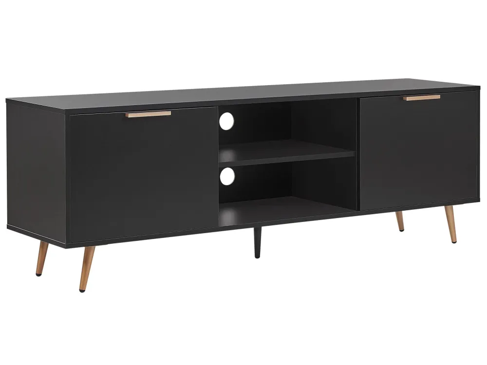 Móvel de TV com 2 portas e 2 prateleiras preto INDIO