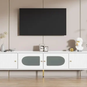Móvel de TV contemporâneo de 170 cm - adequado para TV de 70"-79" - com 4 portas - Branco