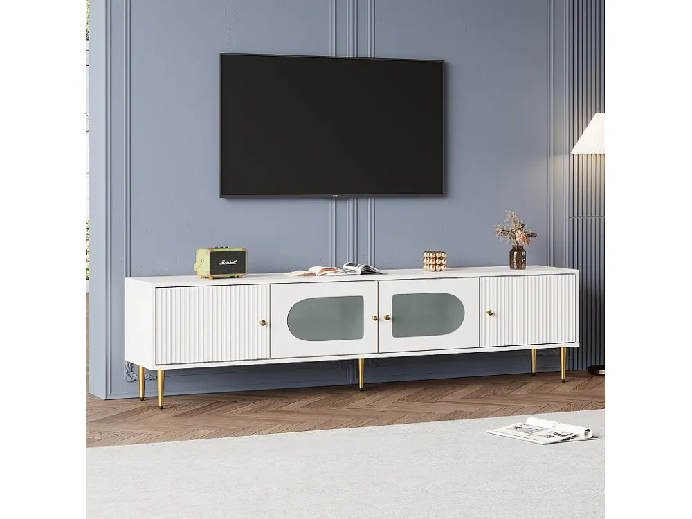 Móvel de TV contemporâneo de 170 cm - adequado para TV de 70"-79" - com 4 portas - Branco