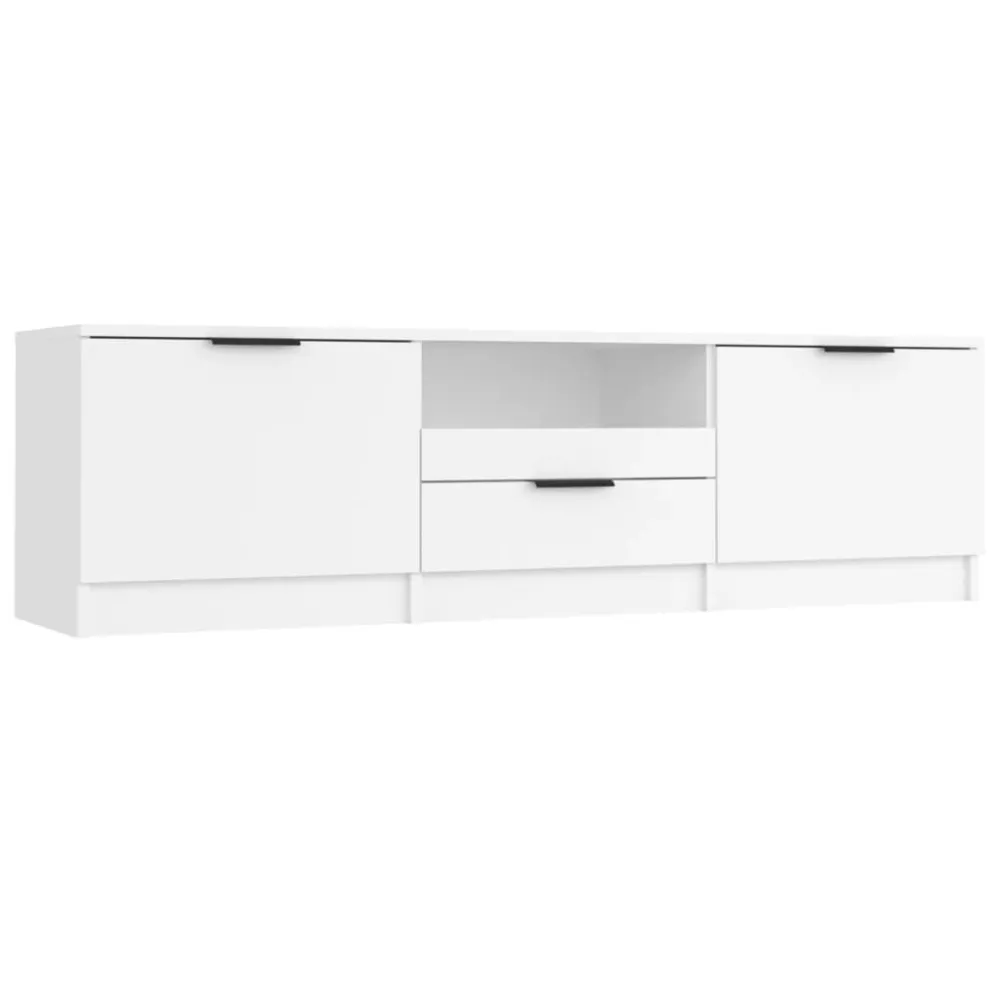 Móvel para TV 140x35x40 cm madeira processada branco com 3 Portas de Correr