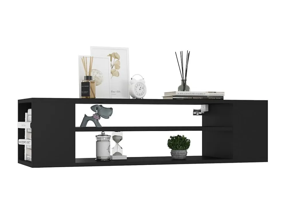 Móvel de TV para parede 100x30x26,5 cm contraplacado preto