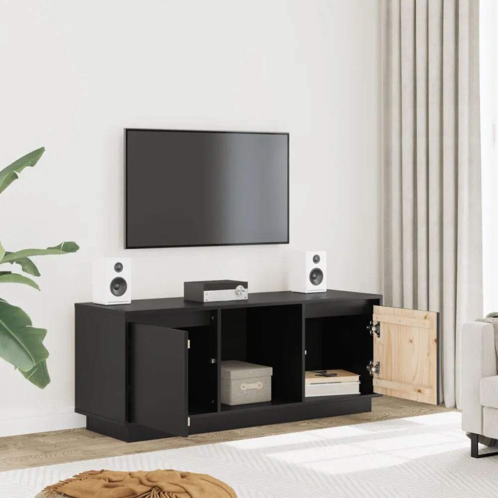 Poltrona Reclinável Móvel de TV 110,5x35x44 cm madeira de pinho maciç preto