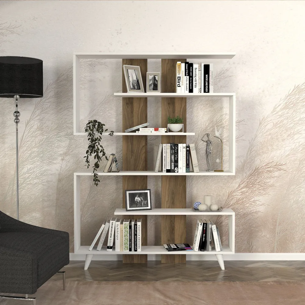 Prateleira minimalista Pluvia 162cm Madeira Autêntico e Branca