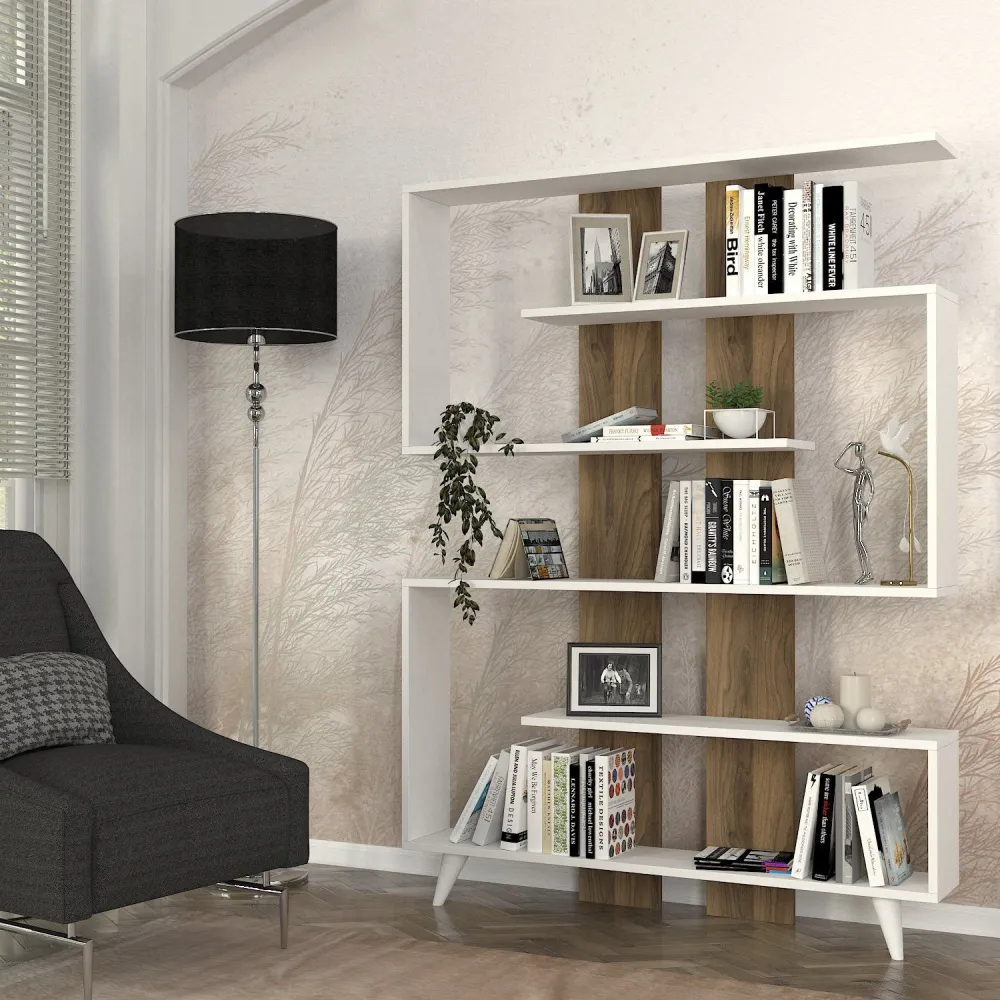 Prateleira minimalista Pluvia 162cm Madeira Autêntico e Branca