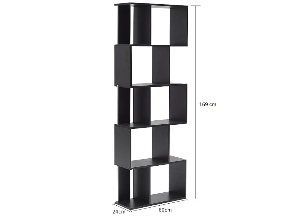 Prateleira 5 Prateleiras de Madeira Negra Estilo Sofisticado 172,5x60x24