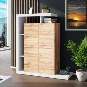 Prateleira Utica 113, Com portas, Placa de aglomerado laminado
