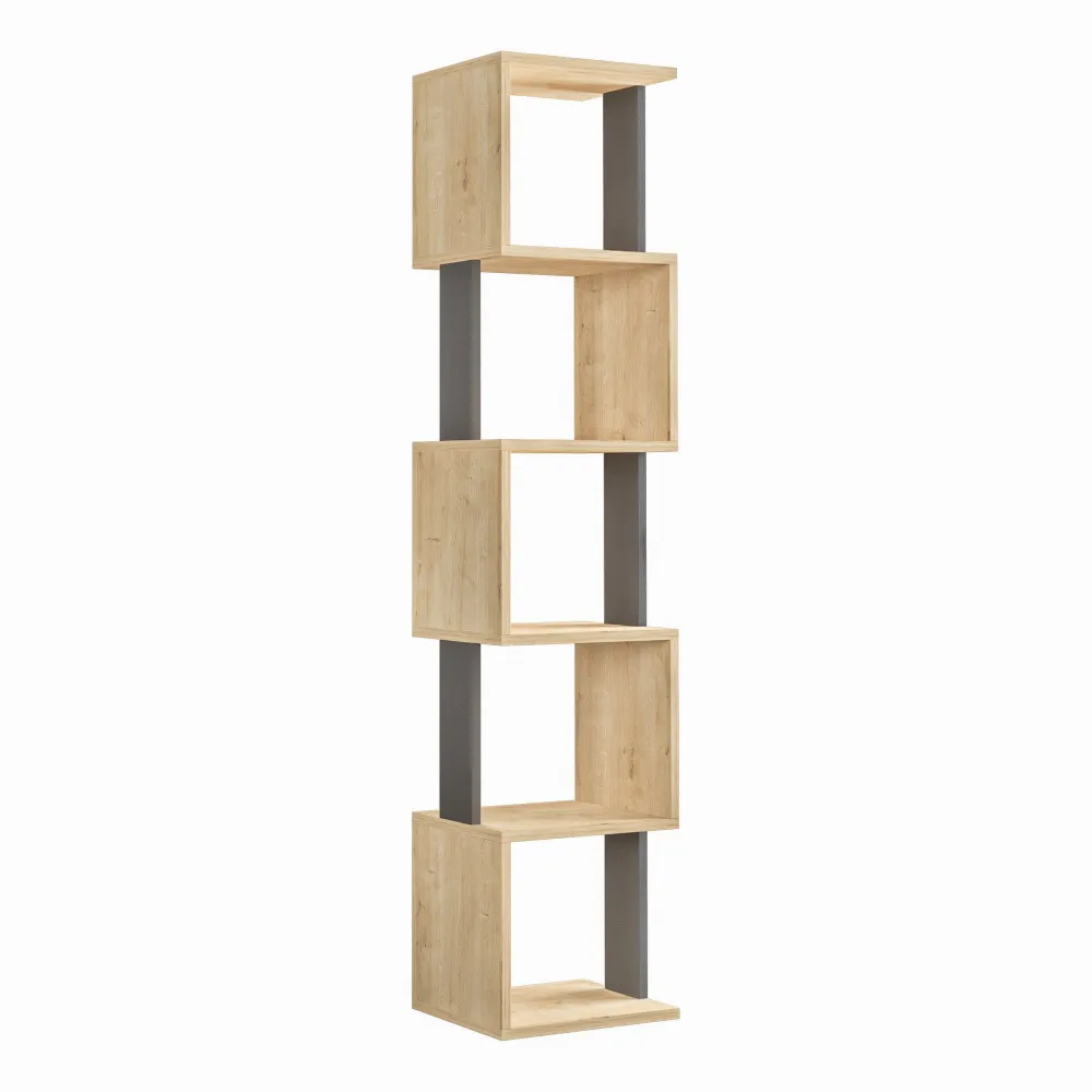 Prateleiras de biblioteca Dorian L35cm em Madeira Clara e Antracite