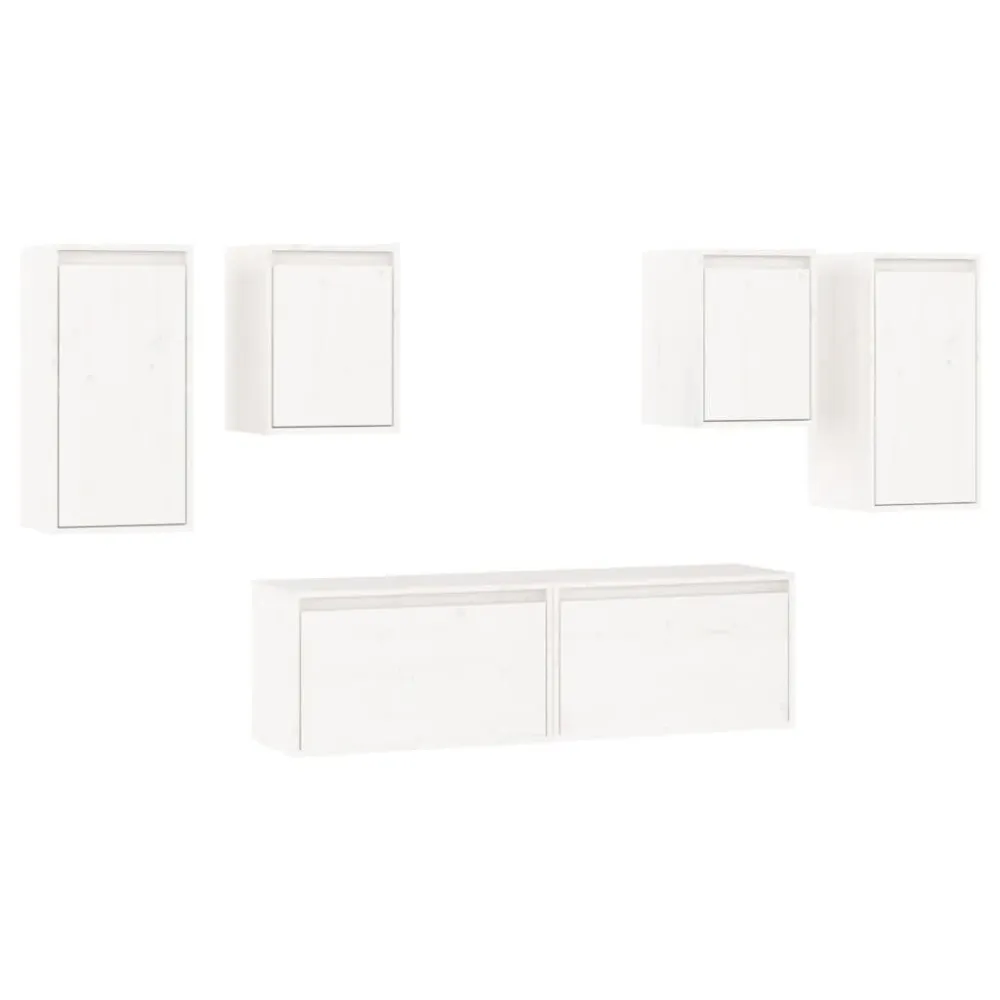 Puff de Armazenamento Móveis de TV 6 pcs madeira de pinho maciç branco