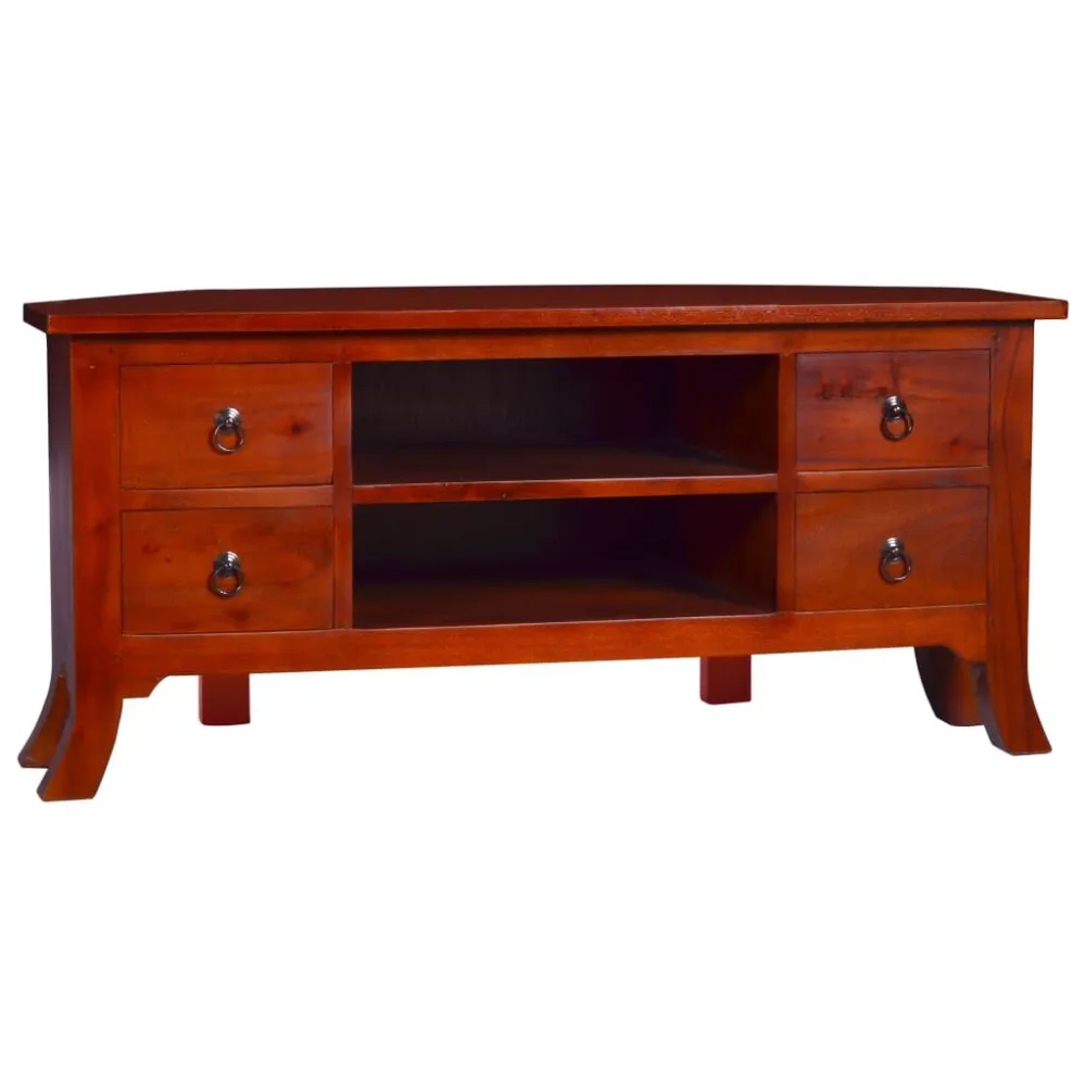 Puff de Armazenamento Móvel de TV 100x40x45 cm madeira mogno maciç castanho consagrado