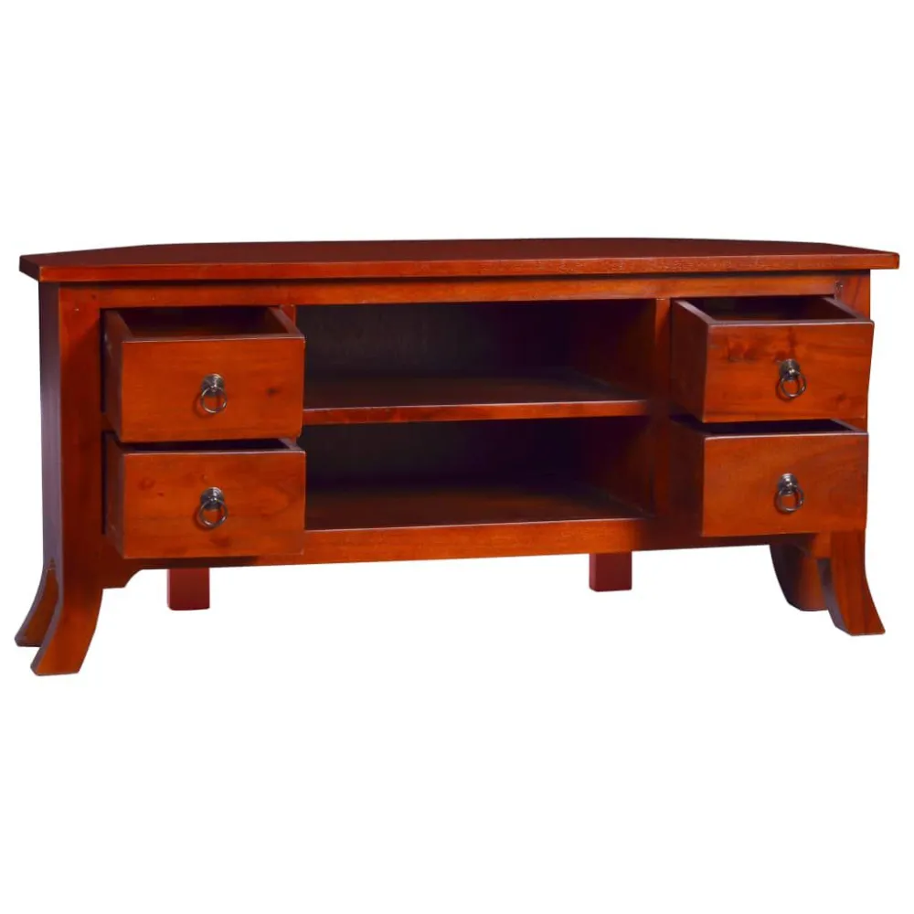 Puff de Armazenamento Móvel de TV 100x40x45 cm madeira mogno maciç castanho consagrado