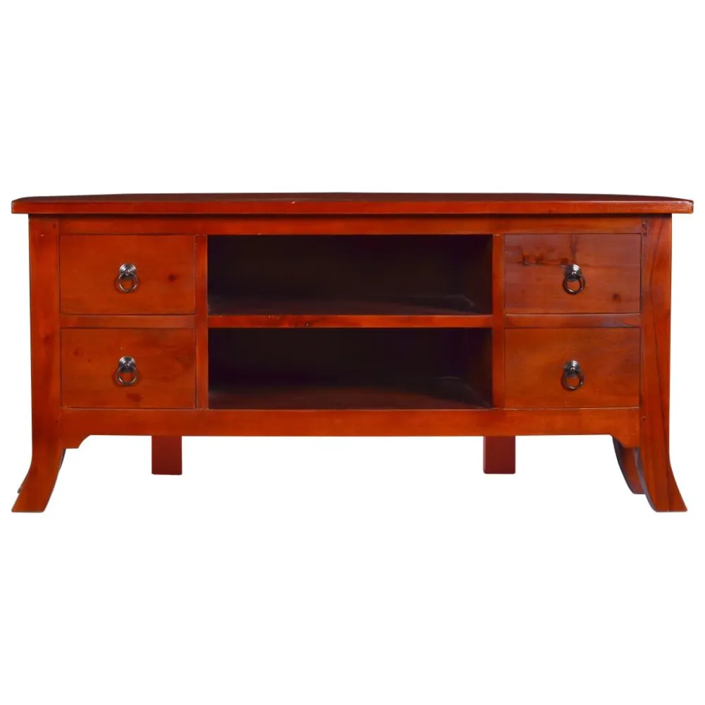 Puff de Armazenamento Móvel de TV 100x40x45 cm madeira mogno maciç castanho consagrado