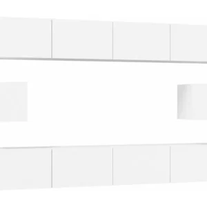 Rack para Eletrônicos Conjunto móveis de TV 6 peças madeira processada branco