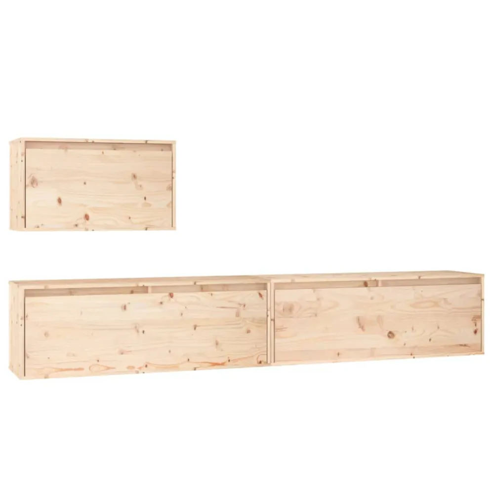Rack para Eletrônicos Móveis de TV 3 pcs madeira de pinho maciç