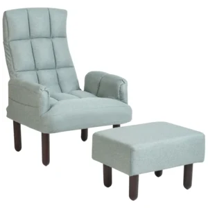 Recliner Chair OLAND Footstool Linen Mint Jade