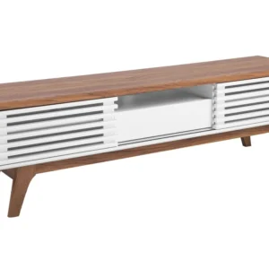 TV Stand White and Dark Wood DETROIT