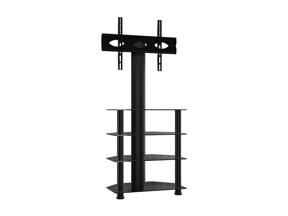 Suporte de canto para TV 32-70 polegadas com 4 prateleiras preto