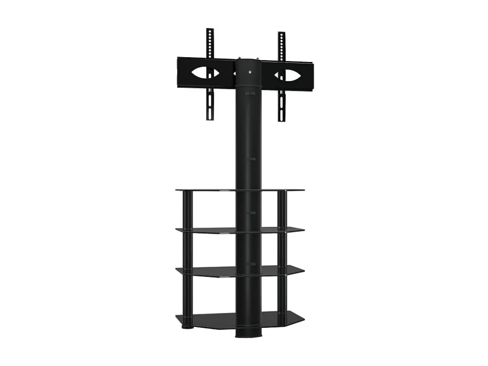 Suporte de canto para TV 32-70 polegadas com 4 prateleiras preto