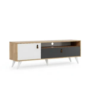 Suporte de TV Manila, Carvalho, Antracite, Branco, 150x36,5x50 cm, EPIKASA