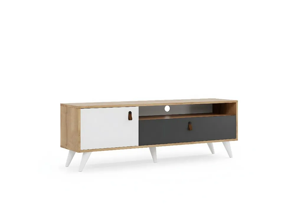 Suporte de TV Manila, Carvalho, Antracite, Branco, 150x36,5x50 cm, EPIKASA