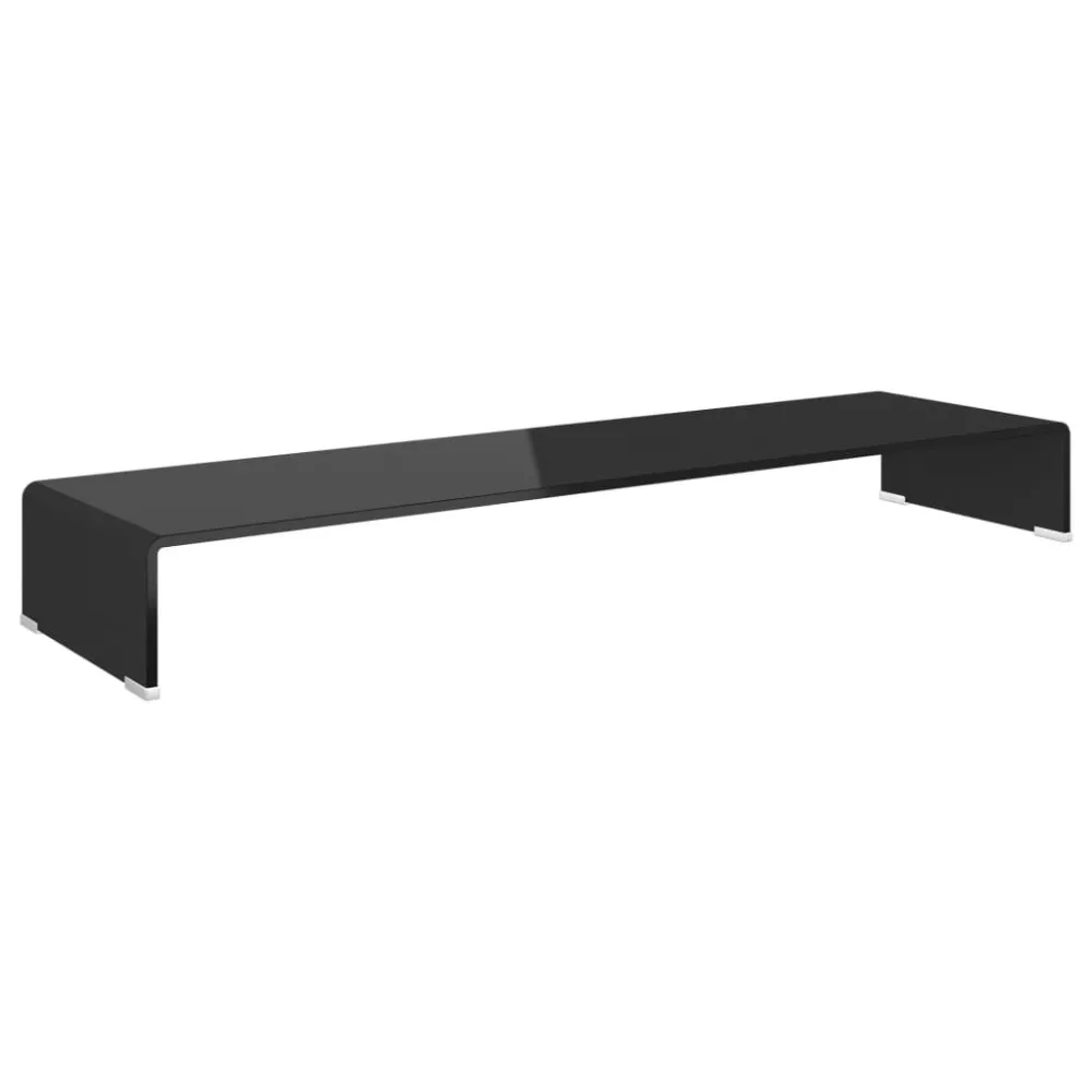 Suporte de TV/monitores em vidro preto 110x30x13 cm