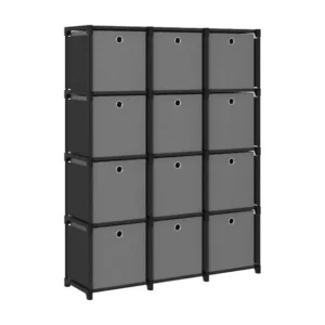 Unid. prateleiras 12 cubos com caixas 103x30x141 cm tecido preto