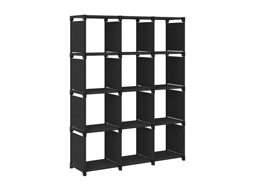 Unidade de prateleiras 12 cubos 103x30x141 cm tecido preto