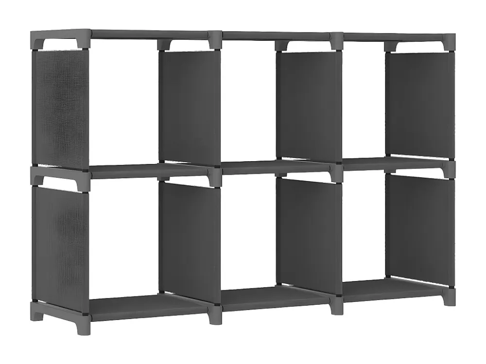 Unidade de prateleiras 6 cubos 103x30x72,5 cm tecido cinzento