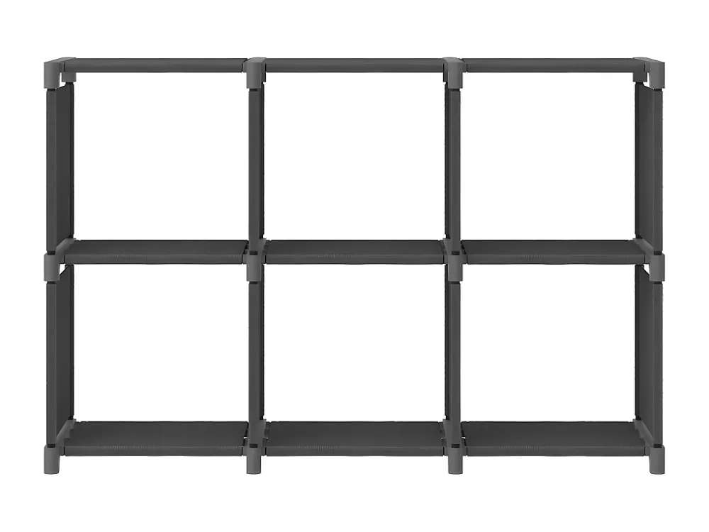 Unidade de prateleiras 6 cubos 103x30x72,5 cm tecido cinzento