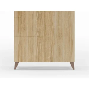Sapateiro/Móvel organização - H87cm x L90cm x P27cm chêne dore pernas moca – Bergen