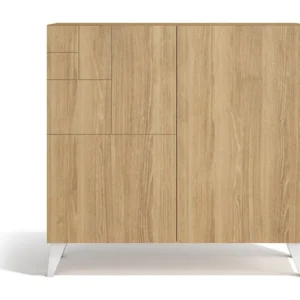 Sapateiro/Móvel organização - H87cm x L90cm x P27cm chêne dore pernas branco – Bergen