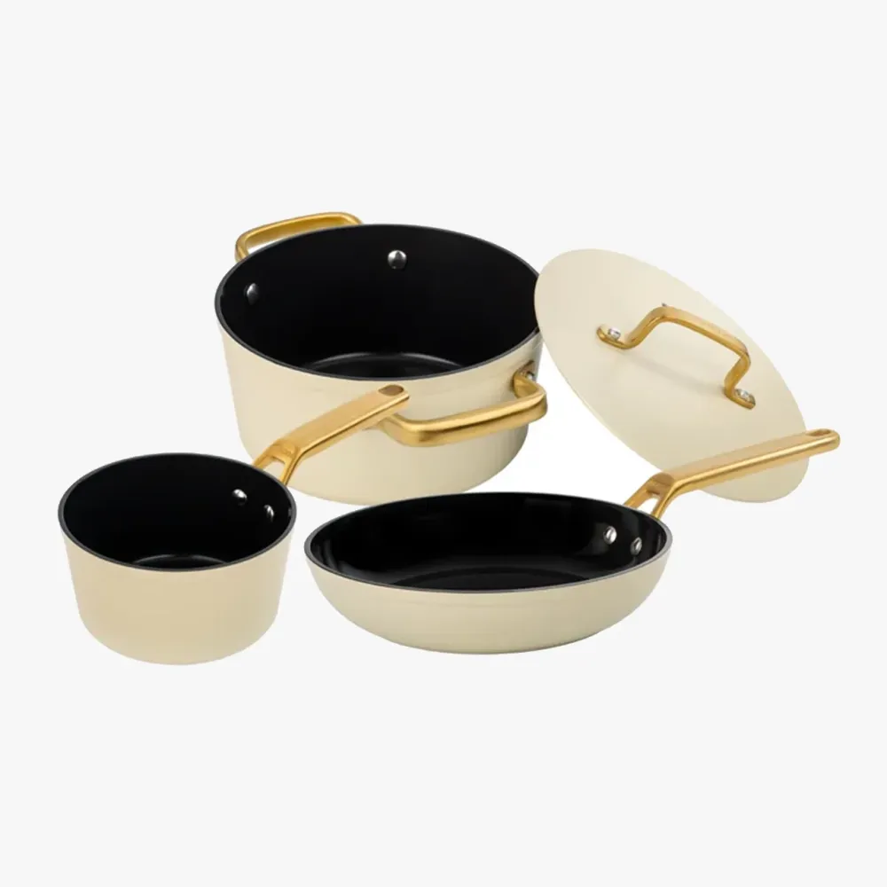 Set de 3 peças Série Samoa Iconic em bege (panela, frigideira e caçarola)