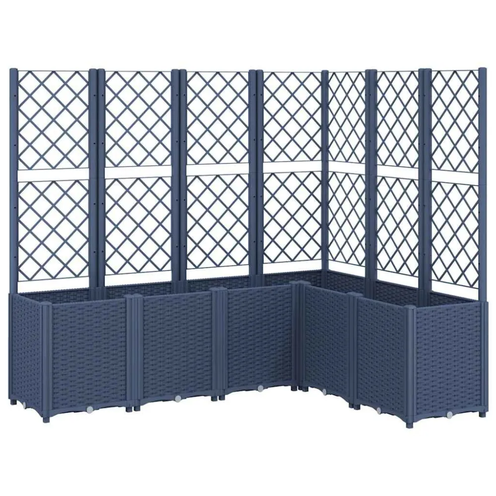 Aparador de Borda Vaso/floreira de jardim com treliç 160x120x140 cm PP cinzento