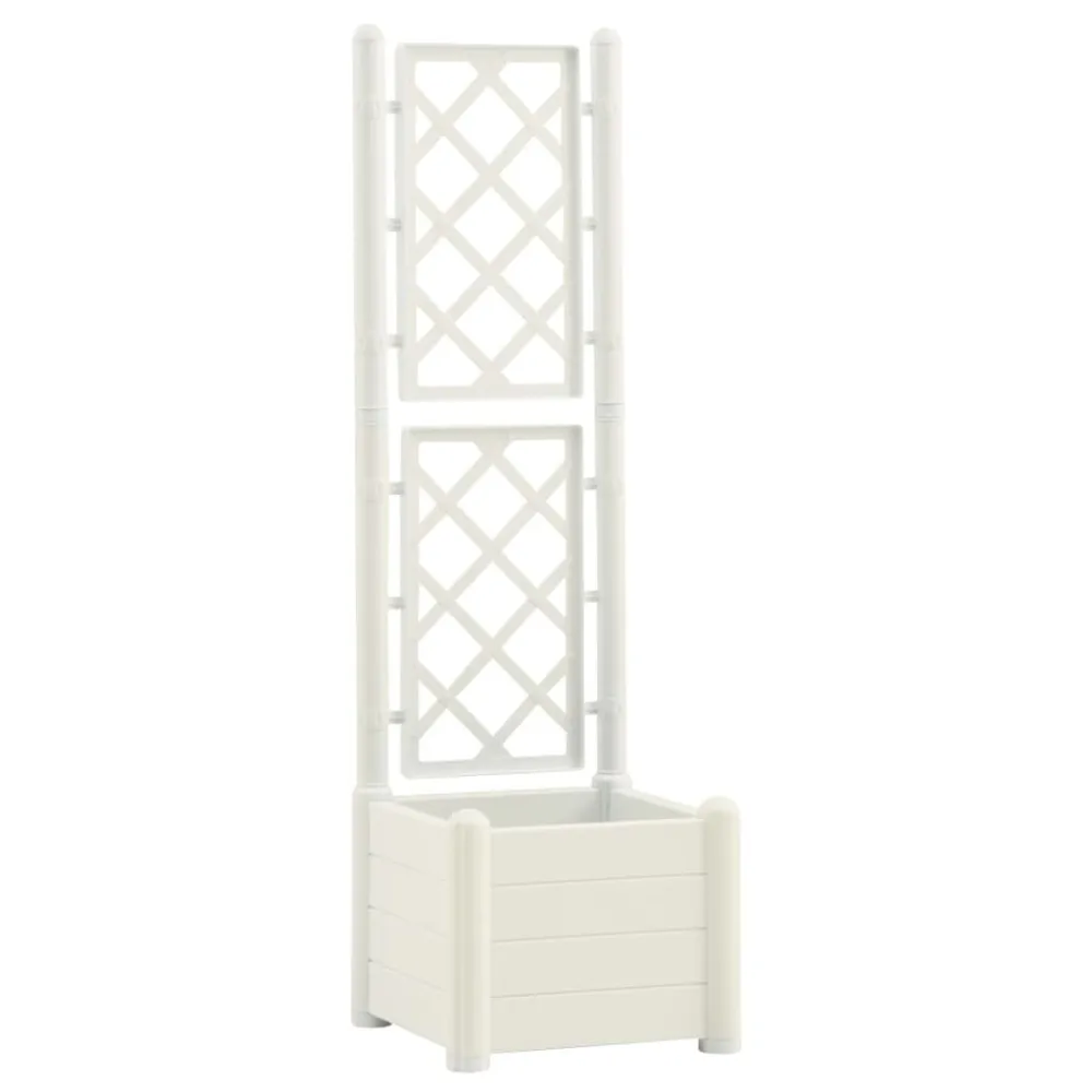 Desplantador de Ervas Daninhas Vaso/floreira de jardim com treliç 43x43x142 cm PP branco