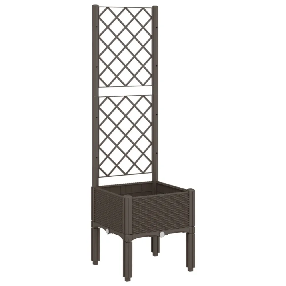 Ergonômico Vaso/floreira de jardim com treliç 40x40x142 cm PP castanho