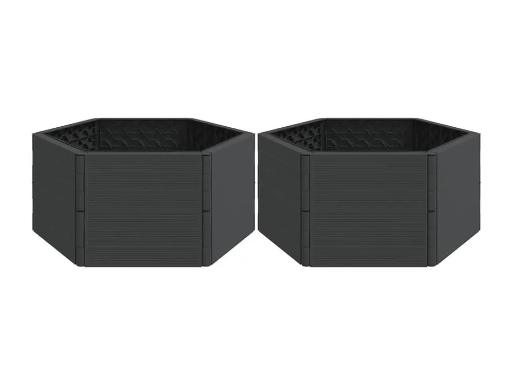Ergonômico Vasos/floreiras de jardim 2 peças PP antracite