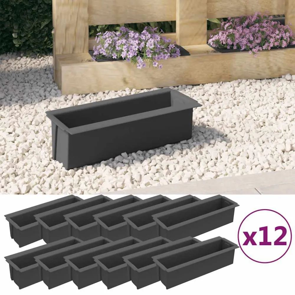 Floreiras para paletes Euro 12 pcs 36x13,5x9,5 cm PP cinzento Ferramenta de Precisão