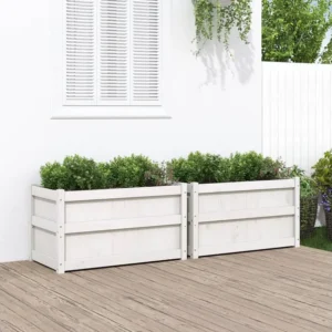 Podador de Bypass Vasos/floreiras de jardim 2 peças madeira de pinho maciç branco