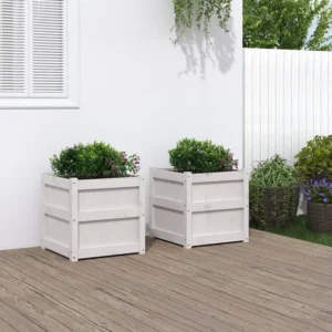 Podador de Bypass Vasos/floreiras de jardim 2 peças madeira de pinho maciç branco