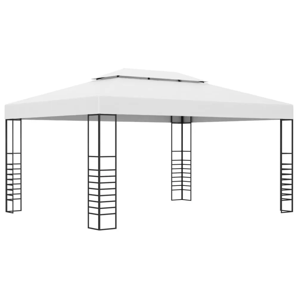 Resistente à Corrosão Gazebo de jardim 4x3x2,7 m ço revestido pó branco
