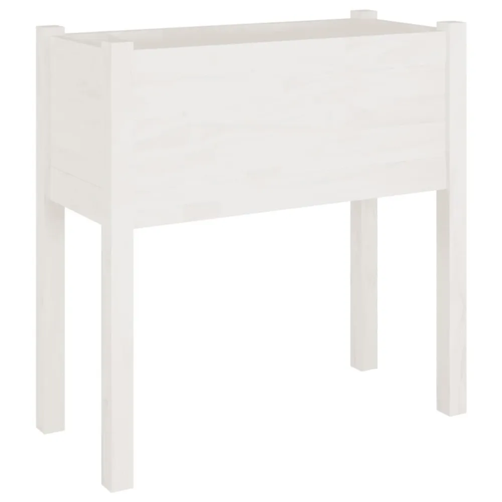 Vaso de jardim 70x31x70 cm madeira de pinho maciç branco Ponta em ço Carbono