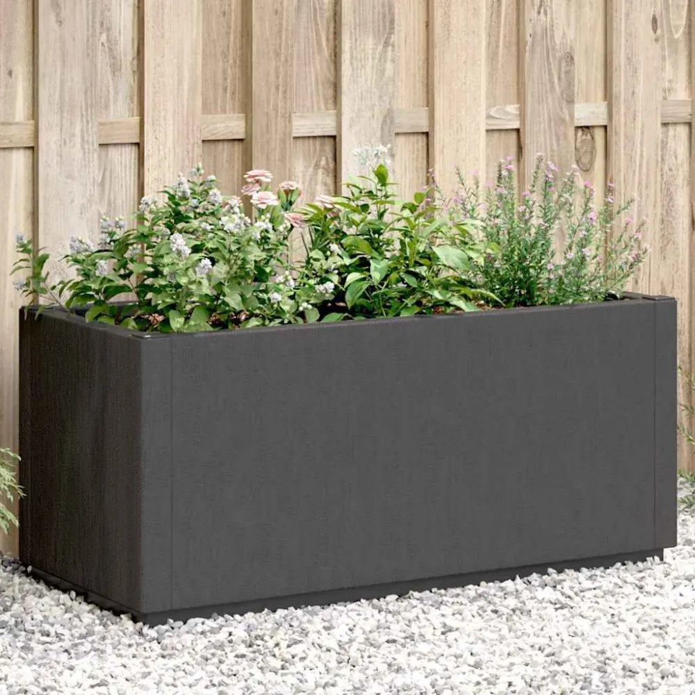 Vaso/floreira 80x36x35 cm PP cinzento-escuro para Canteiros Apertados