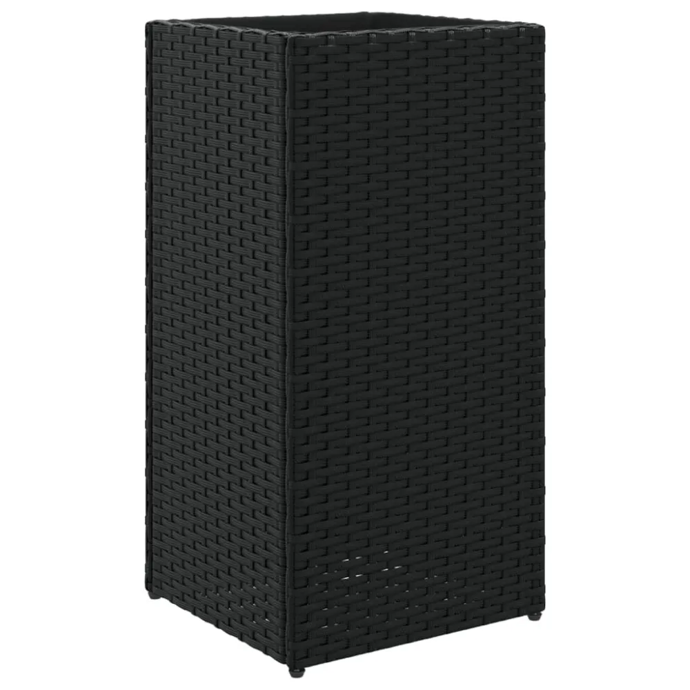 Vaso/floreira de jardim 30x30x60 cm vime PE preto Ponta em ço Carbono