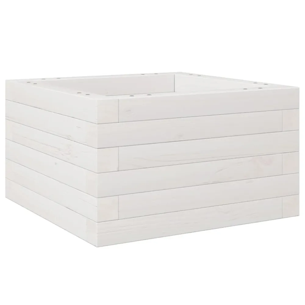 Vaso/floreira de jardim 40x40x23 cm madeira pinho maciç branco Fácil Afiação