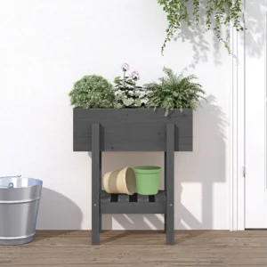 Vaso/floreira de jardim 62x30x69 cm pinho maciço cinzento com Cabo Anatômico