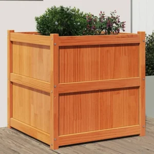 Vaso/floreira de jardim 70x70x70 cm pinho maciço castanho cera Fácil Afiação