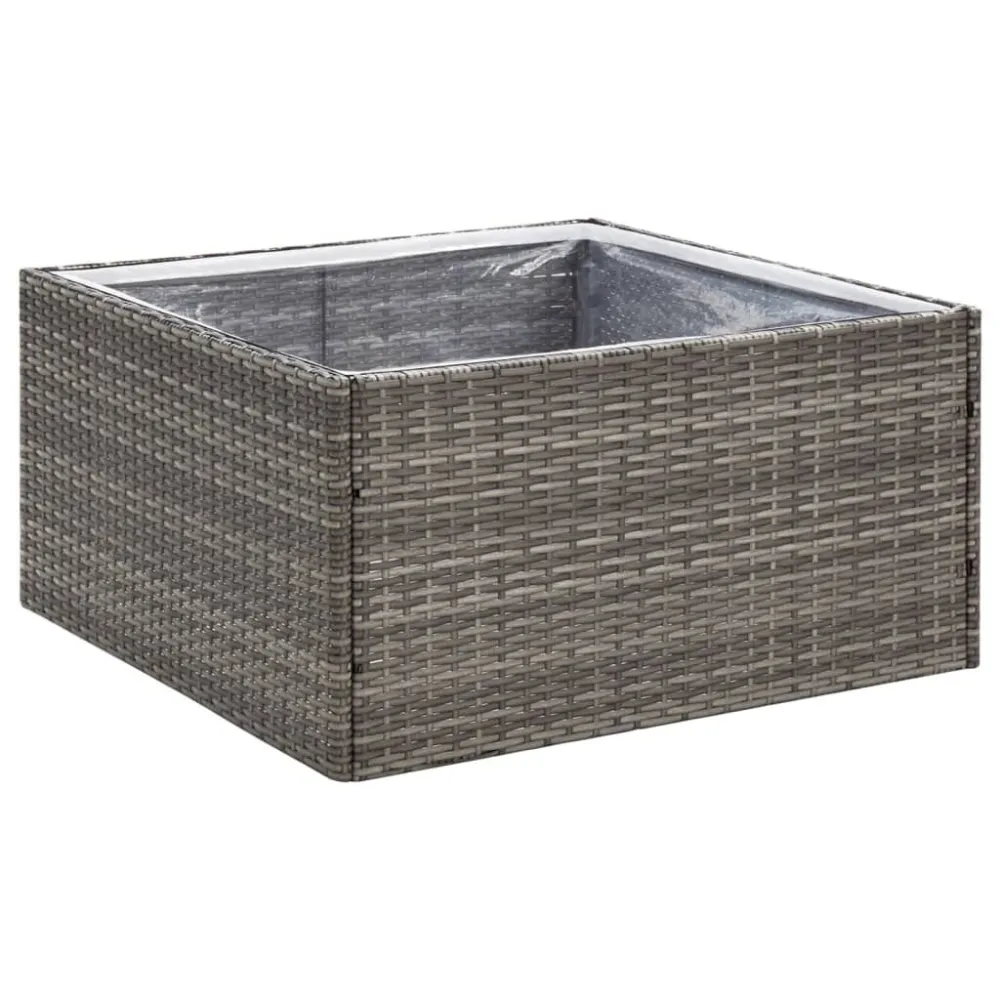 Vaso/floreira de jardim 80x80x40 cm vime PE cinzento Ferramenta de Precisão