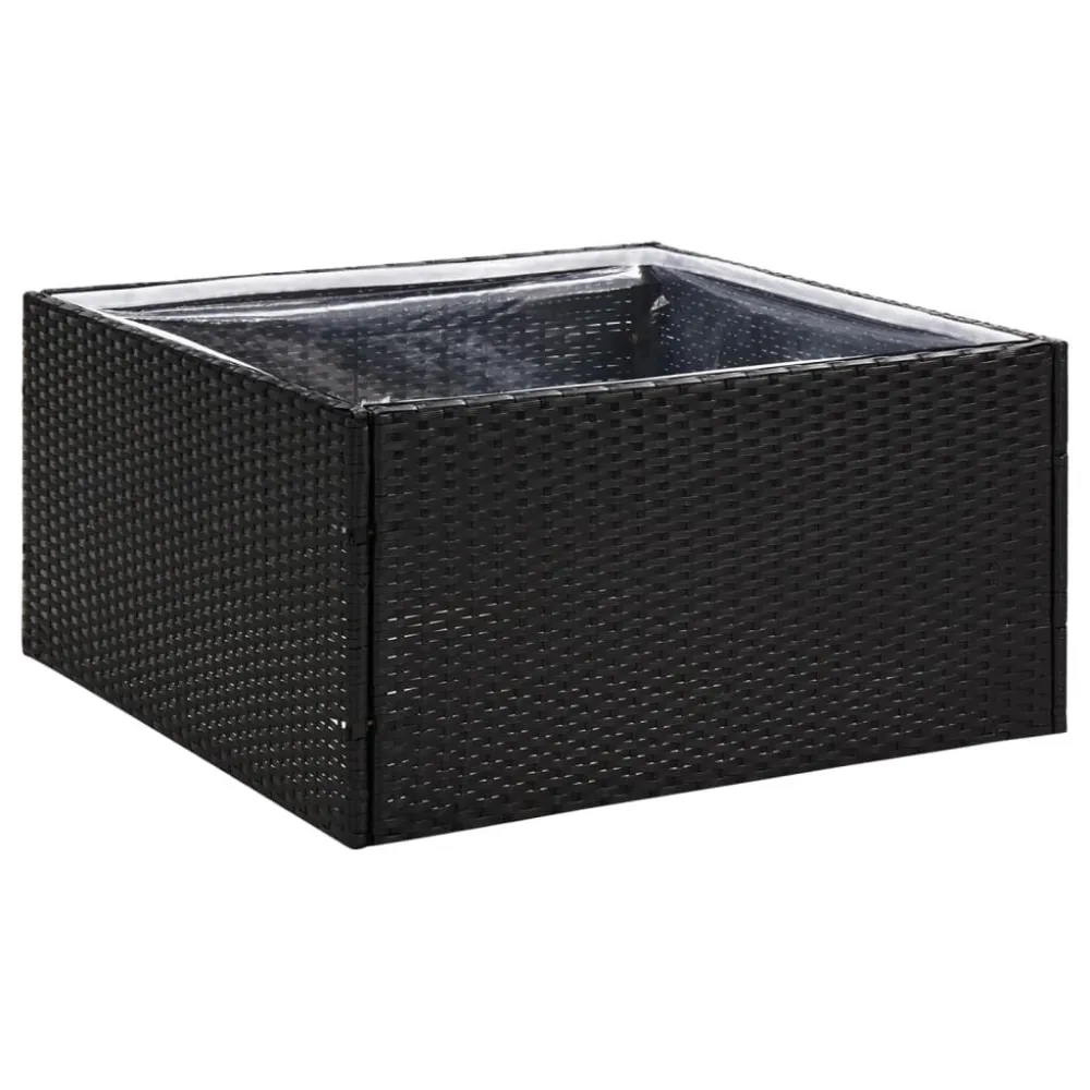 Vaso/floreira de jardim 80x80x40 cm vime PE preto para Canteiros Apertados