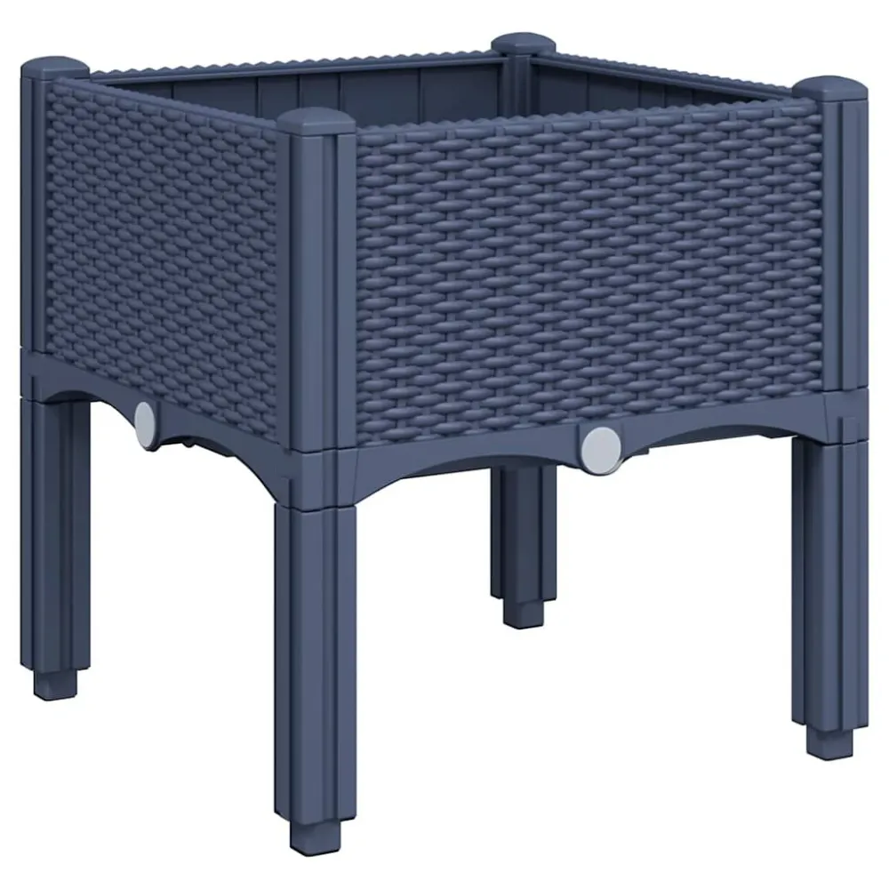 Vaso/floreira de jardim com pernas 40x40x42 cm PP cinzento Fácil Afiação