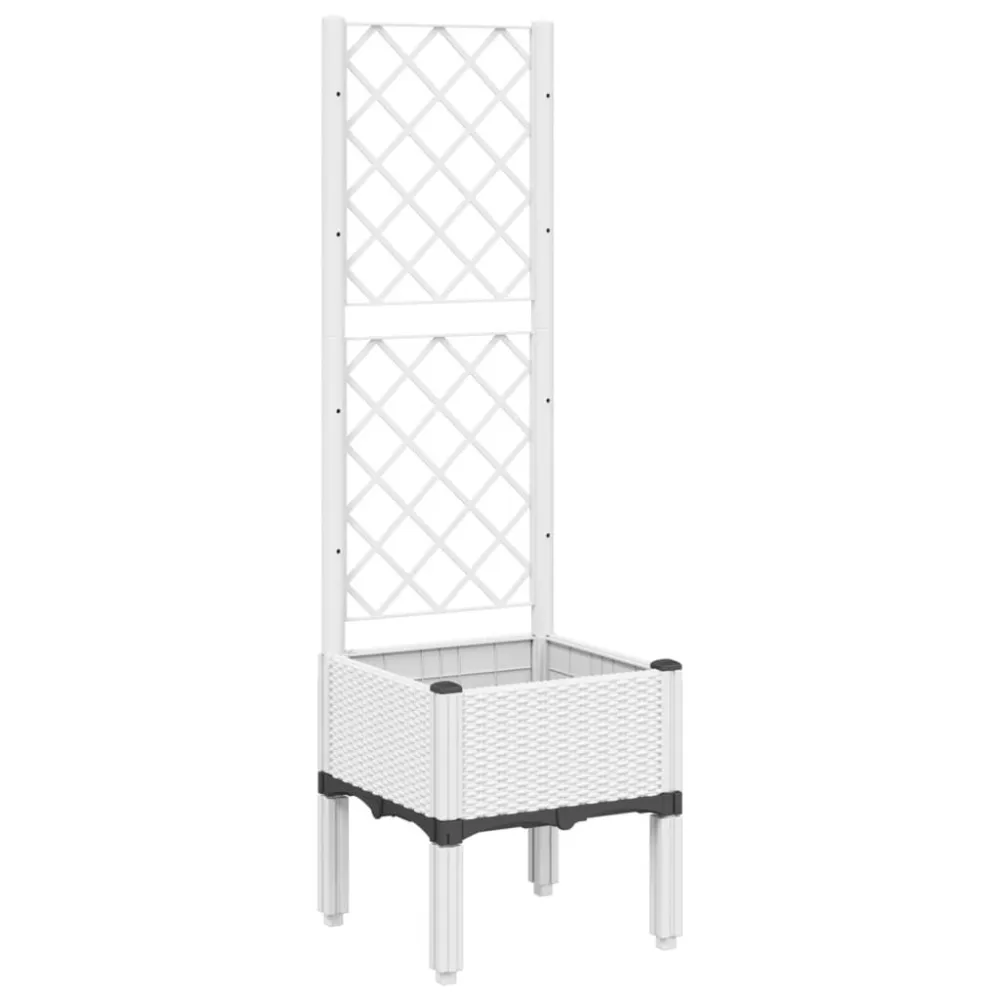 Vaso/floreira de jardim com treliç 40x40x142 cm PP branco | Garantia de 1 Ano